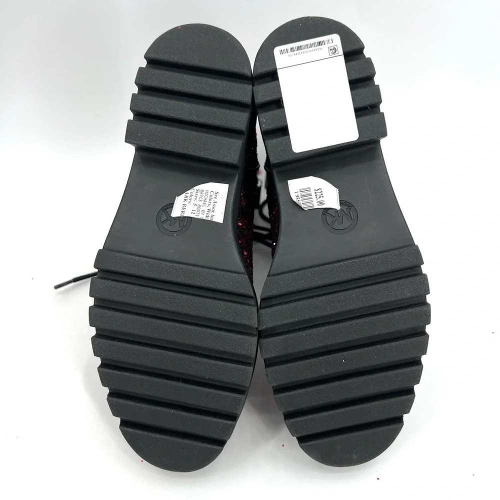 Michael Kors Bryce Combat Boots Women's Lace Up Lug Sole Dark Berry Size 5.5 M - Picture 7 of 8